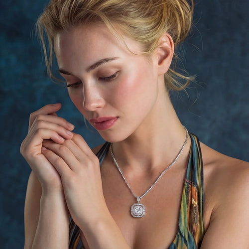Geometric Halo Moissanite Necklace