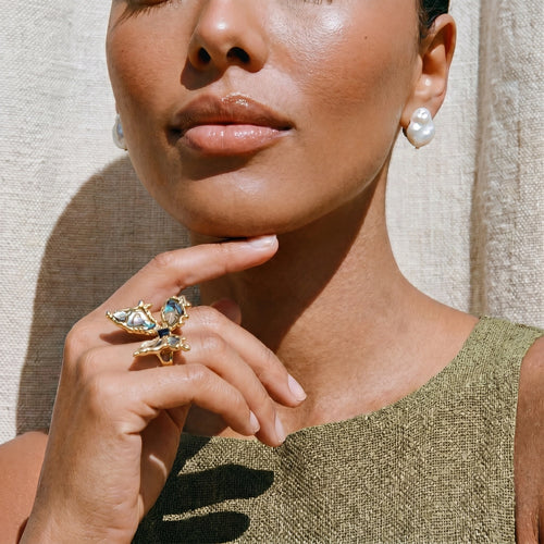 Iridescent Shell Statement Ring